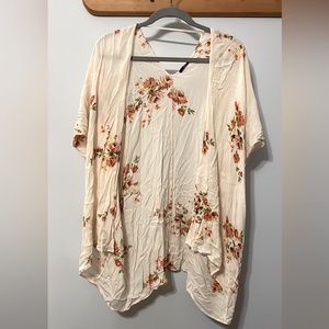 Forever21 cream and orange floral kimono
